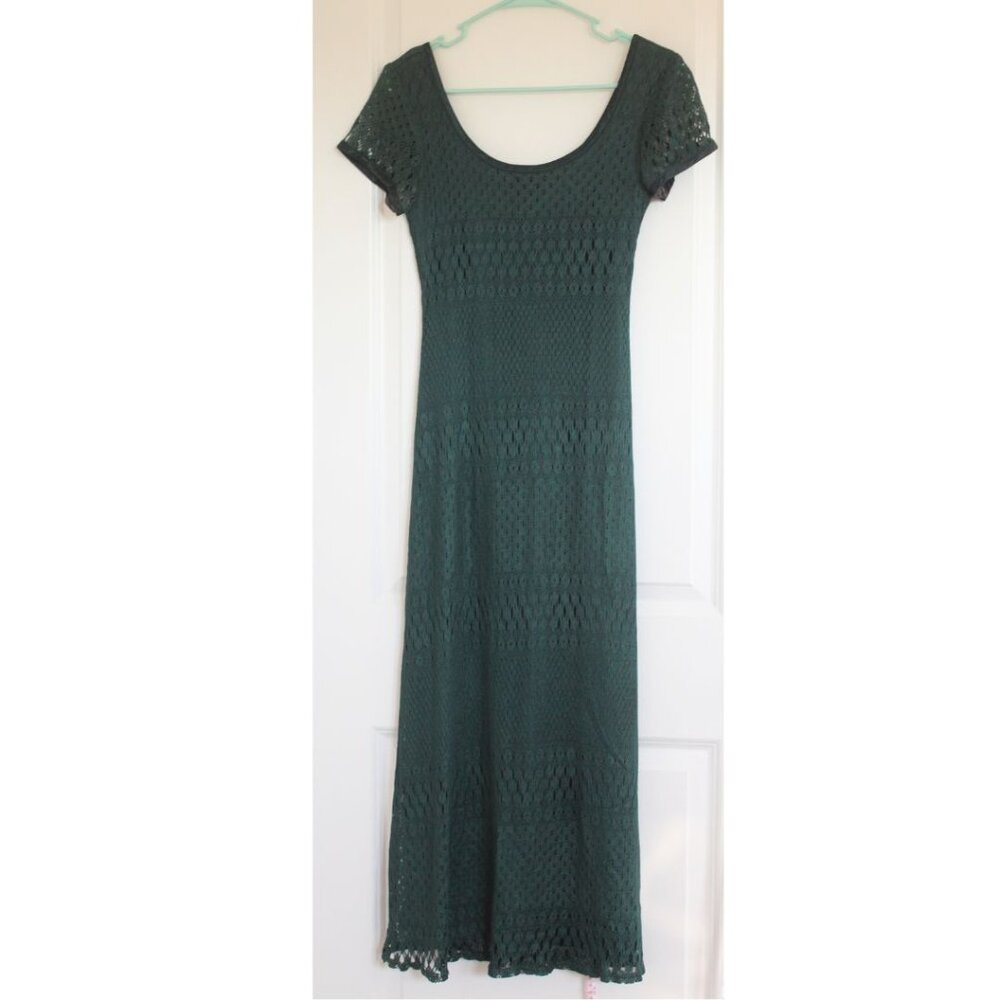 Vintage Crochet Pointelle Maxi Dress Green Olivia Dean Summer Beach Wedding Gues